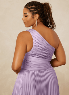 Christian Siriano Bridal for Azazie 1008 Bridesmaid Dresses Frosted Lilac A-Line One Shoulder Stretch Satin Dress image15