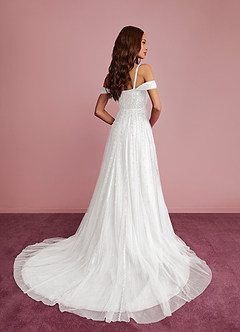 Barbie ♥ Azazie Wedding Dresses Diamond White A-Line Sequins Tulle Dress image4