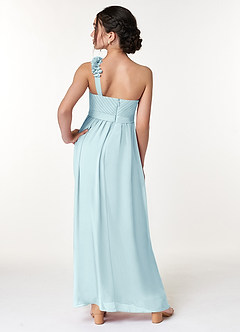 Azazie Flower Junior Sea Glass A-Line Pleated Chiffon Dress image6
