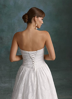 Azazie Nadine Wedding Dresses Diamond White A-Line Strapless Floral Burnout Dress image10