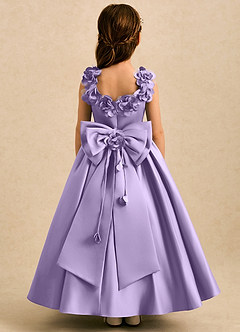 Azazie Eden Flower Girl Dresses Lilac Ball-Gown Pleated Matte Satin Dress image1