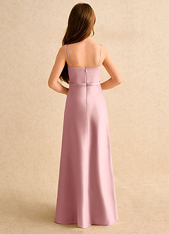 Azazie Fishie Girls Formal Robe Demoiselle D'honneur Fillette Robe Trapèze en Mat Satiné Rose Poussiéreuse image7