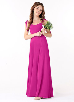 Azazie Rosey Junior Jurk van Chiffon met A-Lijn Sweetheart Halslijn Fuchsia image2