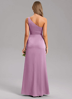 Azazie Phaedra Bridesmaid Dresses Wisteria A-Line One Shoulder Stretch Satin Dress image8