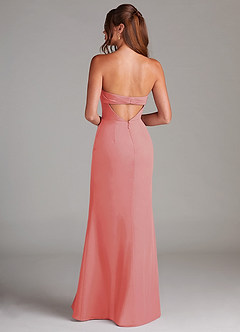 Azazie Leonis Bridesmaid Dresses Coral Sheath Strapless Chiffon Convertible Dress image5