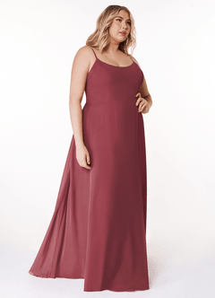Azazie Moira Bridesmaid Dresses Merlot A-Line Scoop Chiffon Dress image11