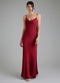 Azazie Veronica Bridesmaid Dresses Burgundy Sheath Chiffon Dress image1