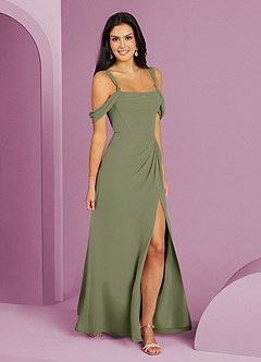 Barbie ♥ Azazie Bridesmaid Dresses Pistachio A-Line Off the Shoulder Chiffon Dress image3