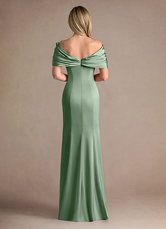 Azazie Auberdeen vestidos de madre de la novia Vestido de Matcha de Satén Elástico de Sirena con Plisado image3