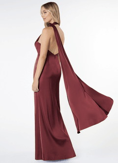 Azazie Kaylani Bridesmaid Dresses Merlot Mermaid High Neck Stretch Satin Dress image4