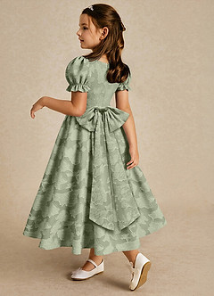 Azazie Joss vestidos de niña de las flores Vestido de Agave de Devorado Floral de Corte En A con Con mangas image2