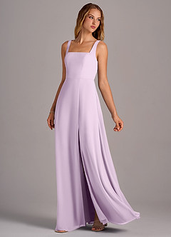 Azazie Debra Vestidos de madrinha de casamento Vestir Lilás Fosco de Chiffon de Linha A com com bolsos image2