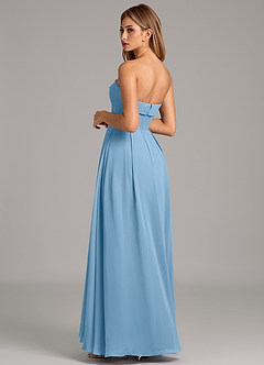 Azazie Lucienne Brautjungfernkleider Wandelbar A-Linie Schulterfrei Chiffon Kleid Stahlblau image2