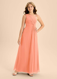 Azazie Brooke Junior Klä av A-Line i Chiffong Sidoslits image4