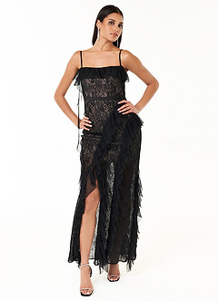 Farah Black Ruffle Maxi Dress image5