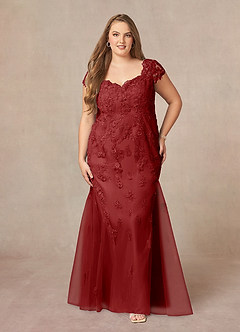 Azazie Marbella Mother of the Bride Dresses Rust Mermaid Queen Anne Sequins Lace Dress image8