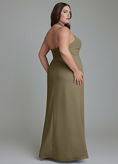 Azazie Jemma Bridesmaid Dresses Willow Green Sheath Pleated Chiffon Dress image12