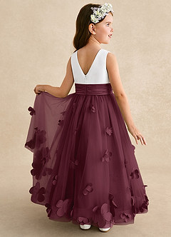 Azazie Vi Flower Girl Dresses Cabernet A-Line Sleeveless Tulle Dress image1