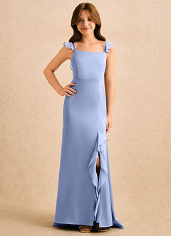 Azazie Novalie Girls Formal Robe Demoiselle D'honneur Fillette Robe Sirène en Satin extensible Arc Eis image4