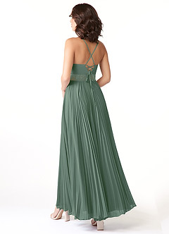Azazie Devyn Bridesmaid Dresses Eucalyptus A-Line Corset Chiffon Dress image4