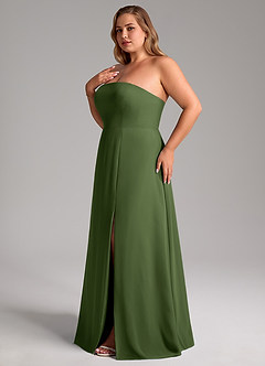 Azazie Wren Bridesmaid Dresses Olive A-Line Side Slit Chiffon Convertible Dress image13