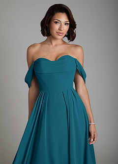 Azazie Loisa Bridesmaid Dresses Ink Blue A-Line Corset Chiffon Convertible Dress image5