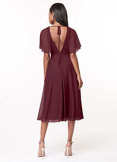 Azazie Tinsley Brautjungfernkleider A-Linie Plissee Gittergewebe Kleid Cabernetrot image2