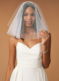 front Genevieve Shoulder Length Veil With Blusher