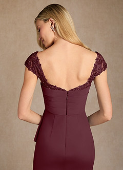 Azazie Belfast vestidos de madre de la novia Vestido de Cabernet de Malla de Recto con Encaje image6
