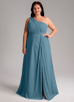 Azazie Brooke Bridesmaid Dresses Bermuda A-Line One Shoulder Chiffon Dress image8