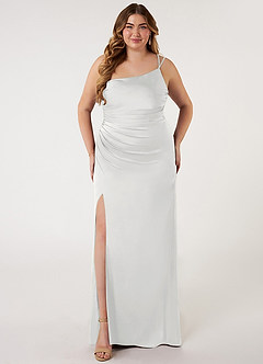 Azazie Eren Šaty pro družičky Mořská panna Jedno rameno Strečový satén Délka podlahy Šaty image6