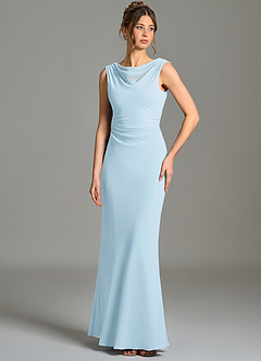 Azazie Kieryn Bridesmaid Dresses Sky Blue Mermaid Pleated Chiffon Dress image1