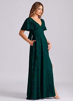 Azazie Kimber Suknie dla druhen Linia A z kieszeniami Kwiatowe wypalenie Do ziemi Sukienka image3