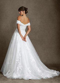 Azazie Becca Wedding Dresses Diamond White A-Line Sweetheart Neckline Tulle Dress image2