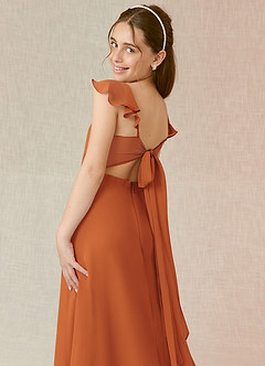 Azazie Everett Junior Cinnamon A-Line Chiffon Dress image7
