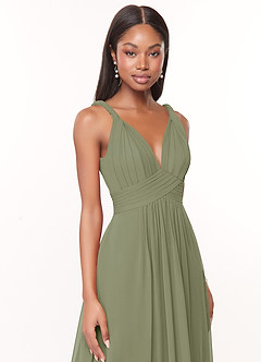 Azazie Maren Bridesmaid Dresses Pistachio A-Line Pleated Chiffon Dress image6