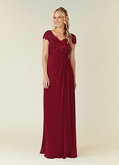 Azazie Jet Kleider für die Brautmutter A-Linie Pailletten Chiffon Kleid Burgunderrot image4