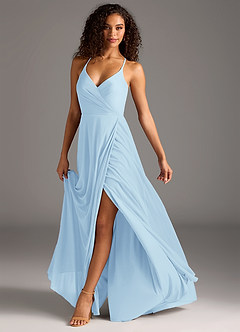Azazie Davis Bridesmaid Dresses Sky Blue A-Line Pleated Mesh Dress image8