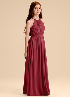 Azazie Malone Junior Pomegranate A-Line Pleated Chiffon Dress image5