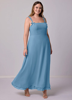 Barbie ♥ Azazie Final Sale Steel Blue A-Line Pleated Chiffon Dress image10