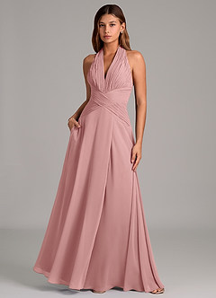 Azazie Elizabeth Bridesmaid Dresses Dusty Rose A-Line Pleated Chiffon Dress image5