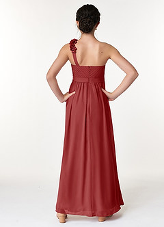 Azazie Flower Junior Rust A-Line Pleated Chiffon Dress image2