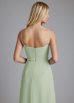 Azazie Celaena Robes de demoiselle d'honneur Robe Trapèze en Mousseline de soie Plissée Vert Sauge image3