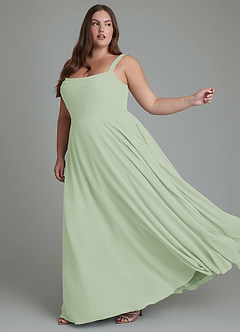 Azazie Shaude Bridesmaid Dresses Dusty Sage A-Line Pleated Chiffon Dress image5