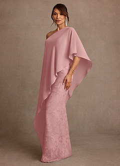 Azazie Wilma Mother of the Bride Dresses Dusty Rose Sheath One Shoulder Floral Burnout Dress image2