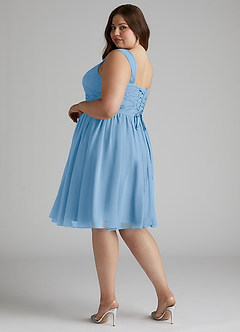 Azazie Angie Bridesmaid Dresses Powder Blue A-Line Corset Chiffon Dress image12