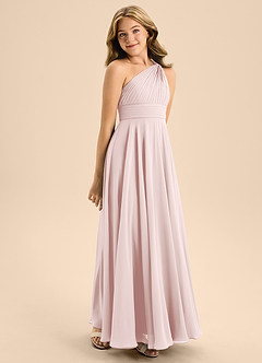 Azazie Charlize Junior Blushing Pink A-Line Pleated Chiffon Dress image5