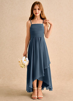 Azazie Twilight Dance Girls Formal Blumenmädchenkleider A-Linie Plissee Chiffon Kleid Neptunblau image5