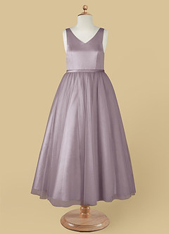 Azazie Marybell Robe Demoiselle D'honneur Fillette Robe Trapèze en Tulle Arc Crépuscule image9