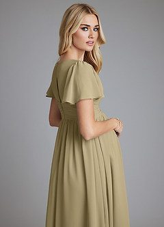 Azazie Verna Maternity Bridesmaid Dresses A-Line V-Neck Ruched Chiffon Floor-Length Dress image7